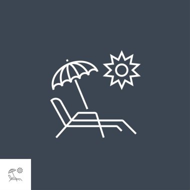 Chaise Lounge İlgili Vektör Satırı Simgesi.