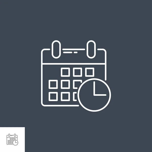 Calendario con reloj Related Vector Line Icono — Vector de stock