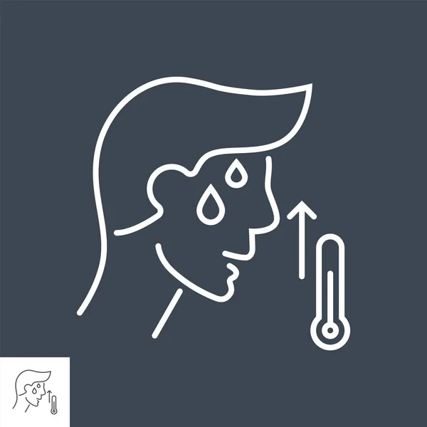 Icono de línea delgada vector de alta temperatura corporal — Vector de stock