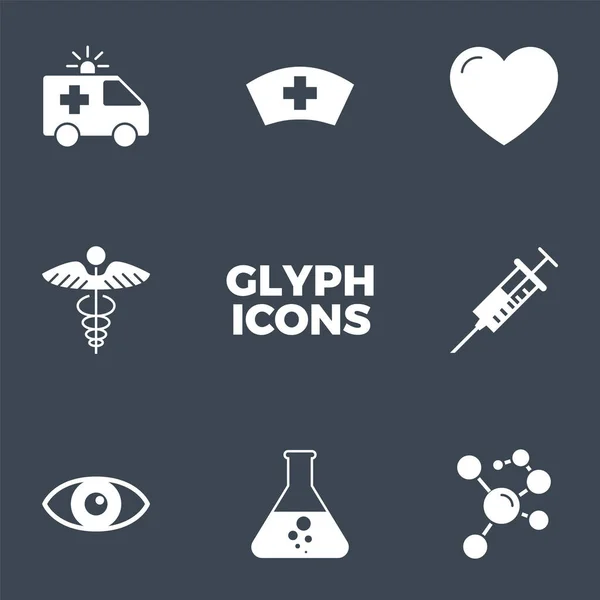 Medicinska Glyf ikoner set — Stock vektor