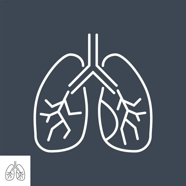 Pulmones relacionados vector delgado icono de línea — Archivo Imágenes Vectoriales