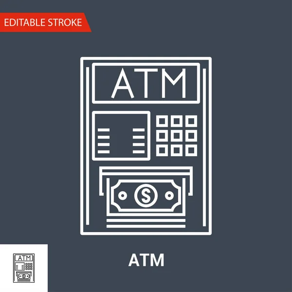 Geldautomaten-Ikone. Thin Line Vector Illustration — Stockvektor