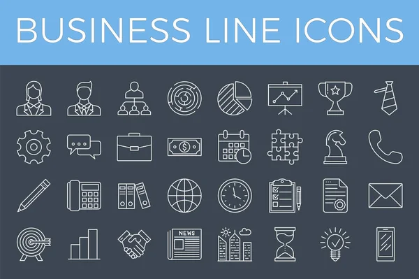 Набор иконок для векторной линии бизнеса — стоковый вектор