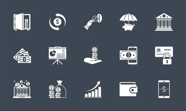 Conjunto de iconos bancarios. iconos relacionados vector glifo. — Vector de stock