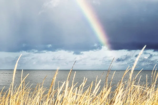 rainbow and waves of Baltic sea. Estonia