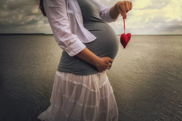 怀孕的女人心 — 图库照片