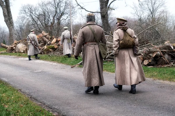 Soldados Estonios Patrullan Calle Año 1918 — Foto de Stock