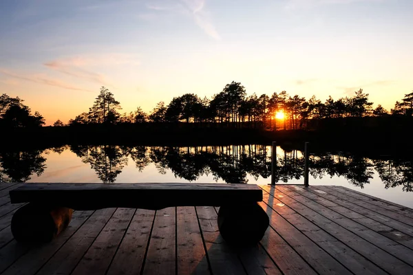 Красивий Захід Сонця Болоті — стокове фото