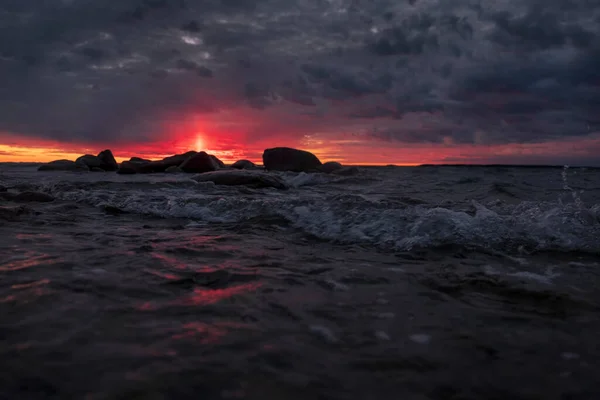 Vista Deslumbrante Pôr Sol Sobre Mar Báltico — Fotografia de Stock