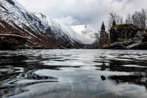 Oszałamiająco Piękny Zimowy Widok Norweską Przyrodę — Zdjęcie stockowe