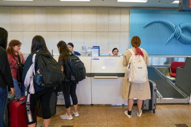 Busan, Güney Kore - Mayıs, 2017 yaklaşık: iade alan Gimhae Uluslararası Havalimanı, iç hatlar terminali.