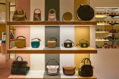 ROME, ITALY - CIRCA NOVEMBER, 2017: Marni bags sit on display at a second flagship store of Rinascente in Rome.