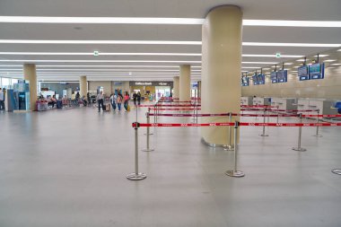 Busan, Güney Kore - Mayıs, 2017 yaklaşık: iade alan Gimhae Uluslararası Havalimanı, Internationalterminal.