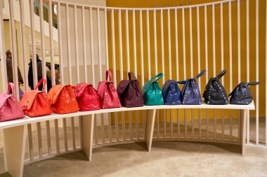 Rome, İtalya - Kasım, 2017 yaklaşık: Zanellato çanta bir ikinci amiral gemisi mağaza Rinascente Roma ekranda.