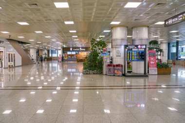Busan, Güney Kore - Mayıs, 2017 yaklaşık: içinde Gimhae Uluslararası Havalimanı, iç hatlar terminali.