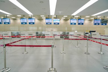 Busan, Güney Kore - Mayıs, 2017 yaklaşık: iade alan Gimhae Uluslararası Havalimanı, Internationalterminal.