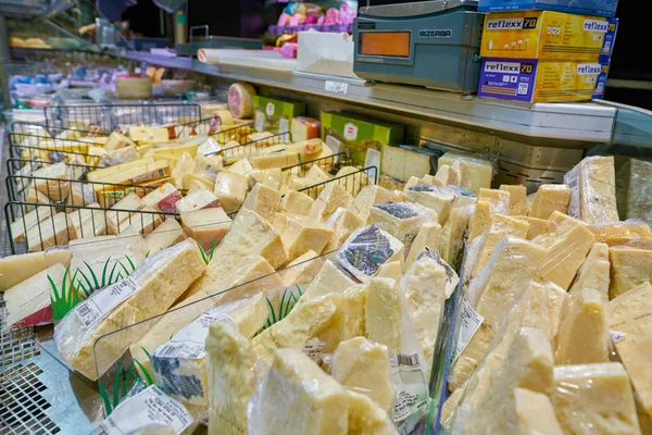 Roma Italia Circa Noviembre 2017 Queso Exhibición Una Tienda Comestibles — Foto de Stock