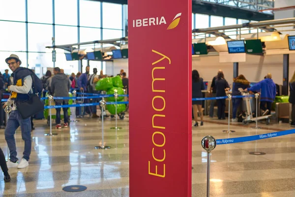 Milan Malpensa Italy Circa November 2017 Economy Class Sign Check — Stock Photo, Image