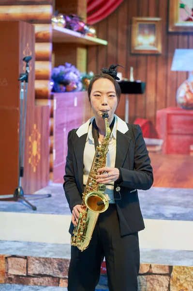 Hong Kong Diciembre 2015 Flash Mob Instrumental Aeropuerto Internacional Hong —  Fotos de Stock