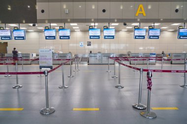 Busan, Güney Kore - Mayıs, 2017 yaklaşık: iade alan Gimhae Uluslararası Havalimanı, Internationalterminal.