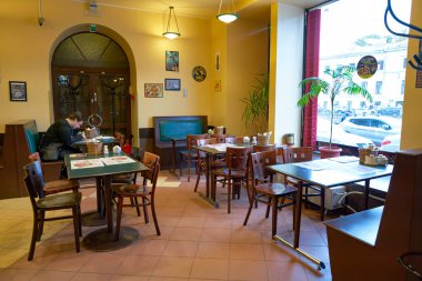 Saint Petersburg, Rusya Federasyonu - Ekim, 2017 yaklaşık: Saint Petersburg Pizza Hut içinde. Pizza Hut bir Amerikan Restoran Zinciri ve uluslararası franchise olduğunu.