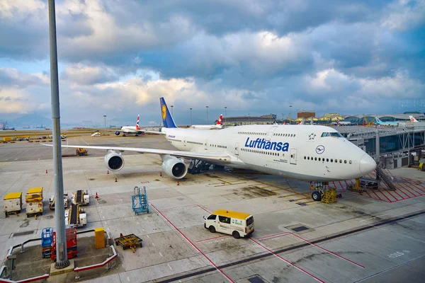 Hong Kong Čína Cca Únor 2019 Lufthansa Boeing 747 Dráze — Stock fotografie