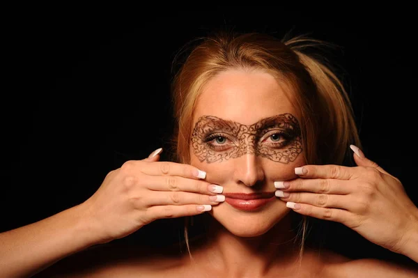 Woman with facial body art — Stock Photo, Image