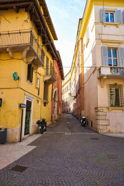 VERONA, ITALY - CIRCA MAY, 2019: a view of a street located in Verona in the daytime.