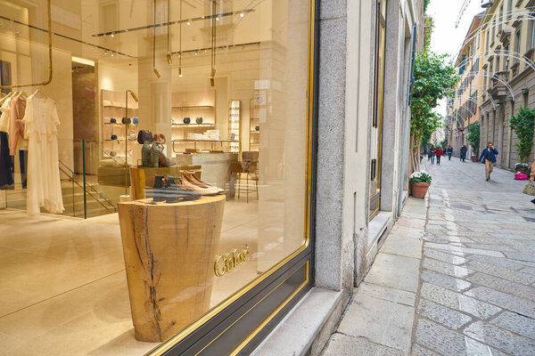 MILAN, ITALY - CIRCA NOVEMBER, 2017: display window at a Chloe shop in Milan.