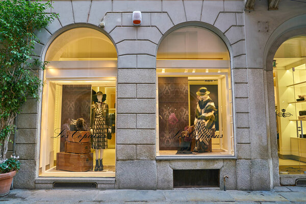 MILAN, ITALY - CIRCA NOVEMBER, 2017: shopfront of a shop in Milan.