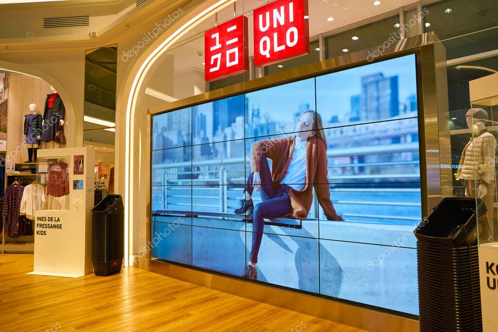 MOSCOW, RUSSIA - CIRCA SEPTEMBER, 2018: interior shot of Uniqlo store in Moscow. Uniqlo Co. Ltd is a Japanese casual wear designer, manufacturer and retailer