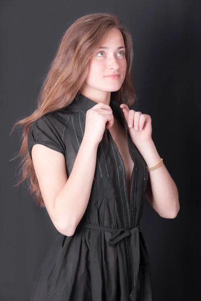 Studio Portrait Young Girl Long Hair — Stock Photo, Image