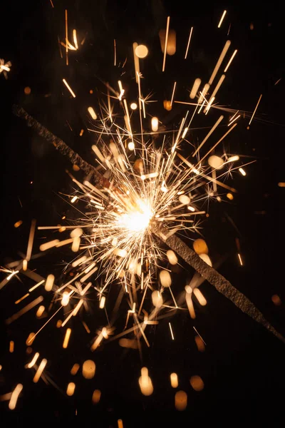 Sparks Burning Pyrotechnics Black Background — Stock Photo, Image