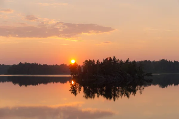 Tramonto Con Nuvole Lago Foresta — Foto Stock