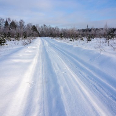 bir soğuk kış gününde olan kırsal yol manzara