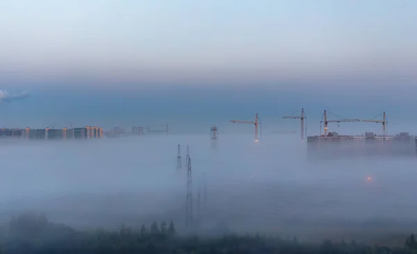 Fog Construction Site Morning — Stock Photo, Image