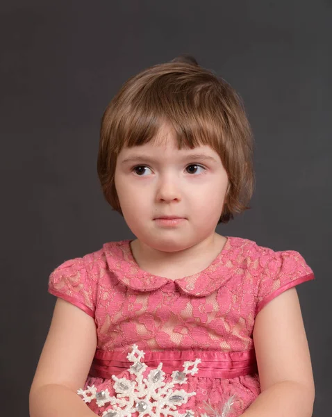 Portrait Little Sad Girl Close — Stock Photo, Image