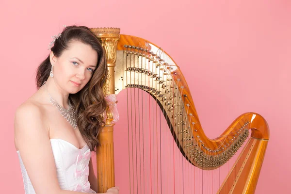 Studio Portret Van Een Meisje Met Een Muziekinstrument — Stockfoto