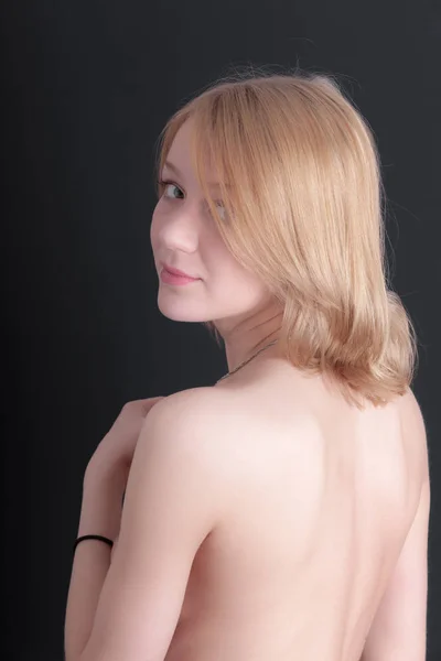 Retrato Estudio Una Chica Sensual Con Pelo Rubio — Foto de Stock