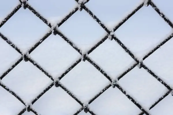 Abstract Grate Fence Snow Winter Closeup — Stock Photo, Image