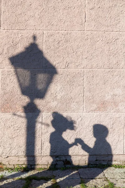 Sombra Una Pareja Enamorada Pared —  Fotos de Stock