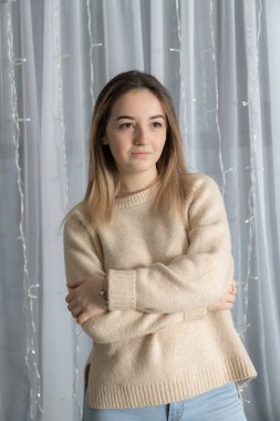 bir kazak, bir kız portresi stüdyo