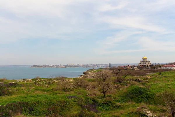 Jarní Krajina Mořem Chersonese Sevastopol — Stock fotografie