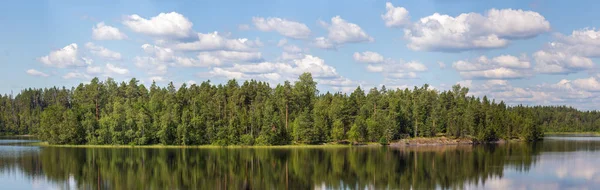 Isola verde sul lago — Foto Stock