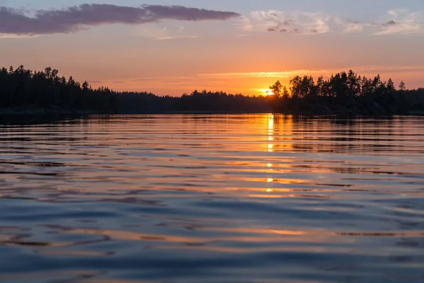 Lago della foresta al tramonto — Foto Stock