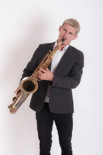 Musician with saxophone — Stock Photo, Image