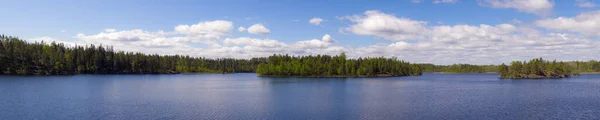 Panorama Lesního Jezera Slunečného Letního Dne — Stock fotografie