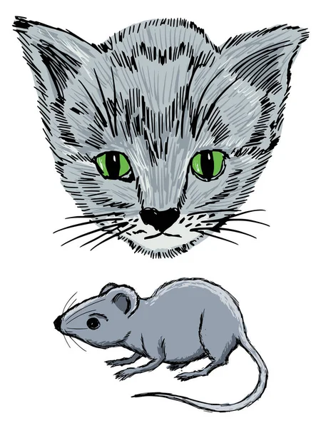 Katt och mus — Stock vektor