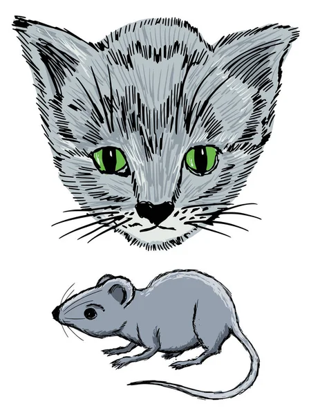 Cat and mouse — Stock Vector