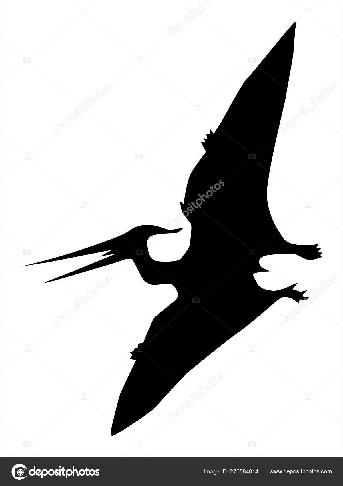 Pterodactyl Dinosaur Silhouette Vector PNG, Dinosaur Pterodactyl  Silhouette, Dinosaur, Flying Dragon, Pterosaur PNG Image For Free Download